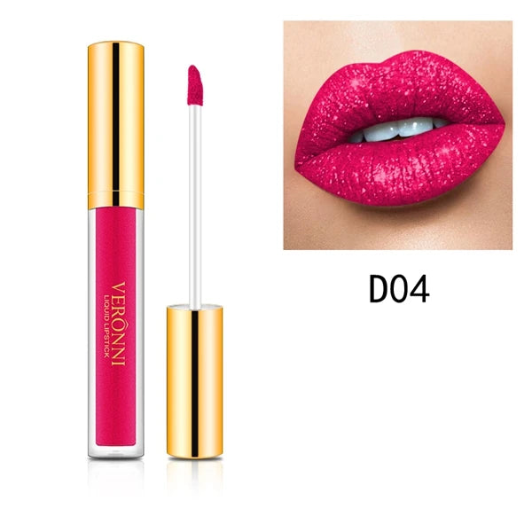 10 Colors Diamond Shimmer Glitter Lip Gloss Waterproof Matte Glitter Liquid Lipstick Diamond Pearl Colour Lip Gloss Sexy Make Up Quake D04