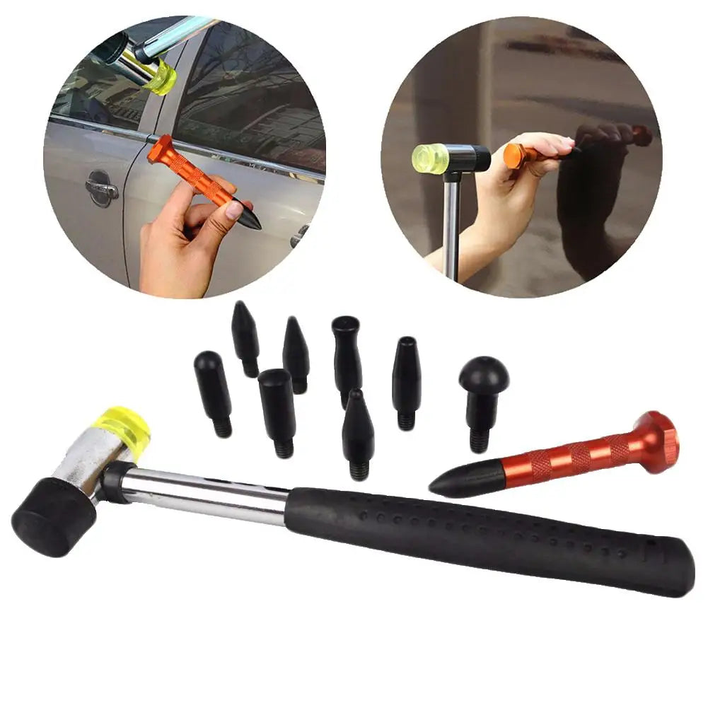 Universal Car Vehicle Body PDR Paintless Hail Dent Repair Hammer Pen Removal Tools Kit Tap Down Head Rubber Hammer Quake