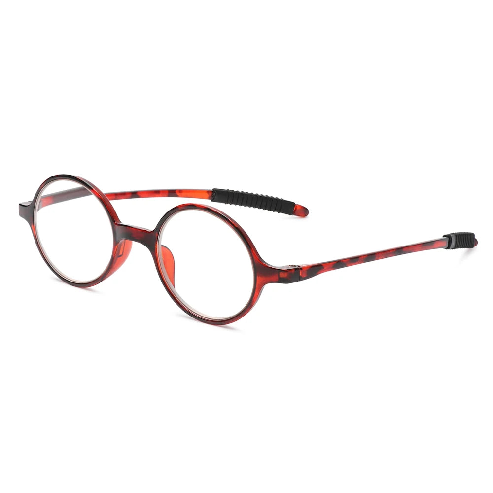 Fashion Round Frame Reading Glasses for Women Men High-definition Vision Care Readers Eyewear Presbyopia Eyeglasses +1.0~+4.0 Quake leopard +400
