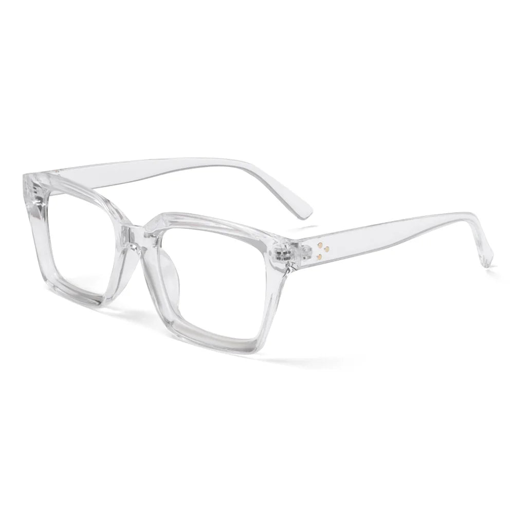 Fashion Square Reading Glasses for Men Women Large Frame Presbyopia Eyeglasses High-definition Eyewear Diopter +1.0~+4.0 Quake transparent +100