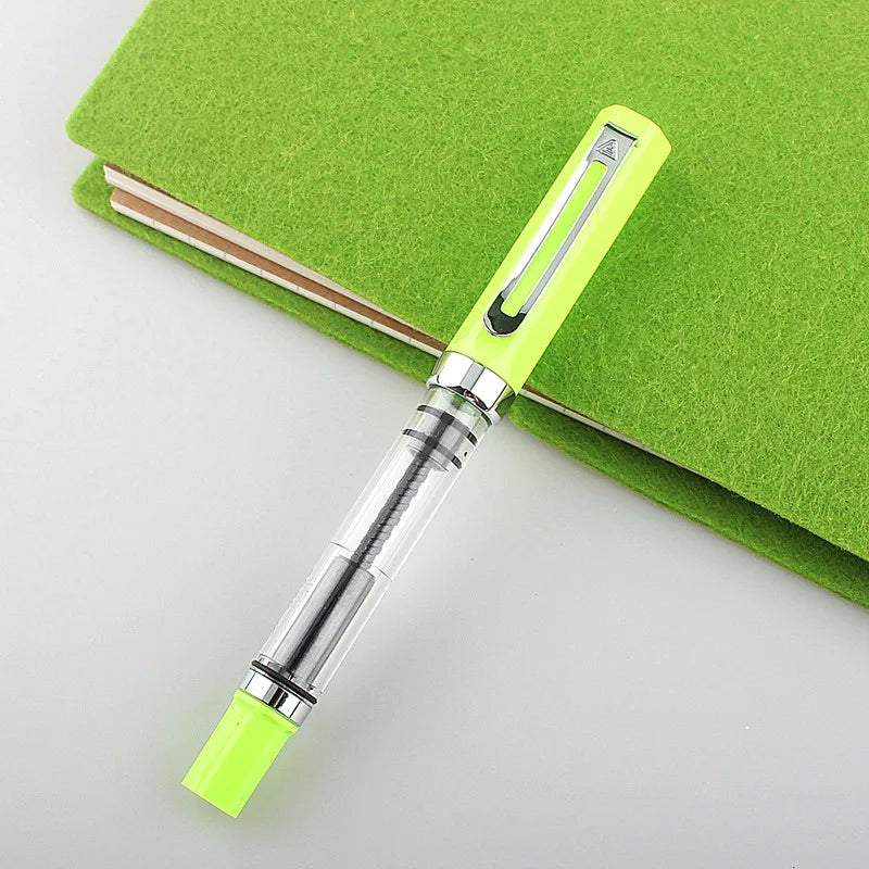 Lanbitou 3059 Fountain Pen Piston Plastic Ink Pen EF/F Nib Silver Clip Business Stationery Office School Supplies Writing Gift Quake ONE PEN 6 EF 0.38MM