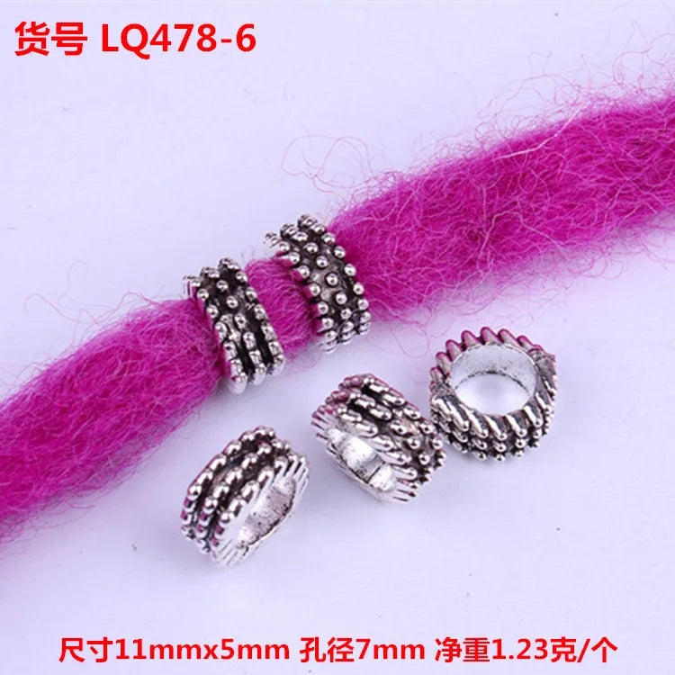 5pcs Dreadlocks Beads Hair Braider Cuffs Rings Hair Pendants Hair Headband Braiders Styling Tool Accessories Quake LQ478-6