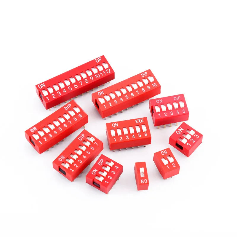 10PCS Slide Type Switch Module 1 ~ 12 Bit 2.54mm Position Way DIP Blue Pitch Toggle Switch Blue Snap Switch For PCB 8PIN 6PIN Quake