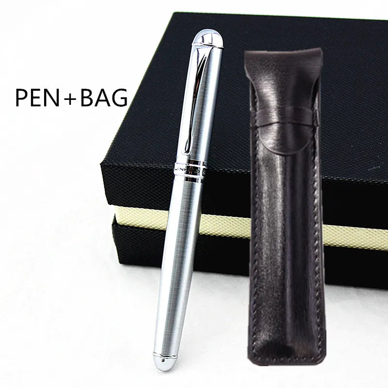 Jinhao X750 Classic Style Silver Clip Metal Fountain Pen 0.5mm Nib Steel Ink Pens for Gift Office Supplies School Supplies Quake PEN AND BAG 10 Medium 0.6-0.7mm