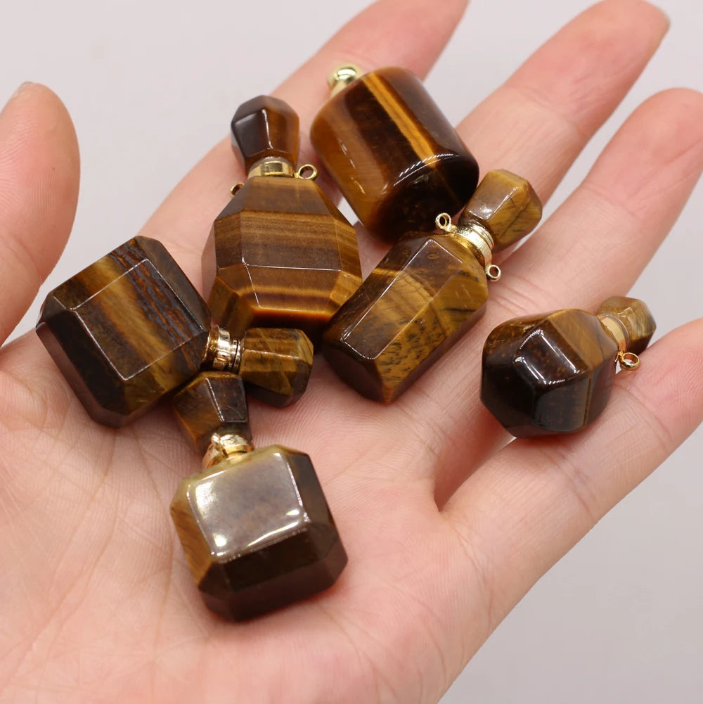 2021 New Style Hot Sale Natural Stone Perfume Bottle Pendant Irregular Tiger Eye Stone For Jewelry Making DIY Necklace Accessory Quake