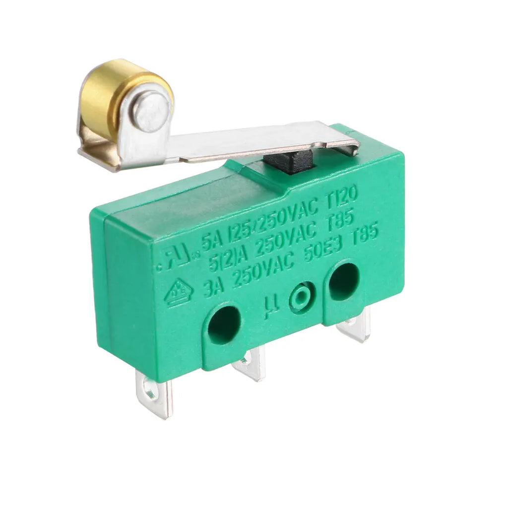 3Pcs KW4-3Z-3 Micro Limit Switch SPDT NO NC 3 Terminals Momentary Hinge Roller Lever Green Microswitch Miniature Micro Switch Quake