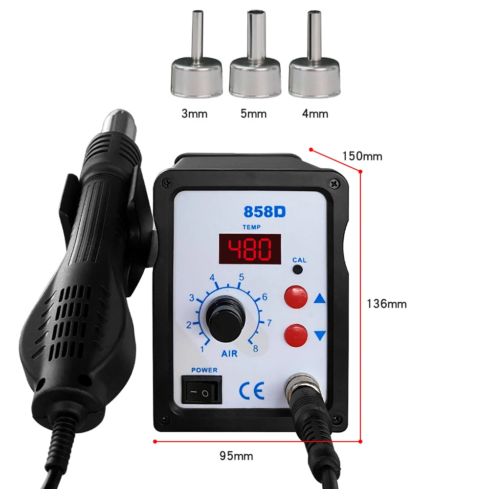 Hot Air Gun 858D BGA Rework Solder Station Blower Hair Dryer Hairdryer Soldering Heat Gun 220V 110V For SMD SMT Welding Repair Quake