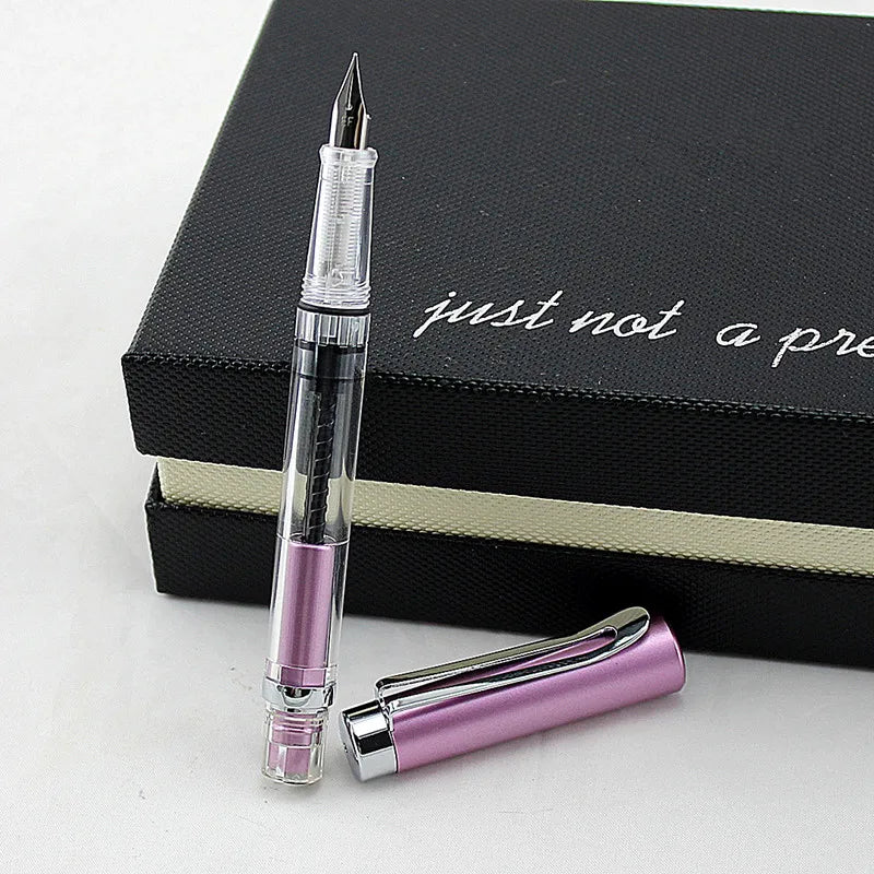 Special Offer Piston Fountain Pen Fine Nib 0.5mm Transparent Piston Ink Pen School Business Office Gift Writing Pen Quake U F 0.5MM