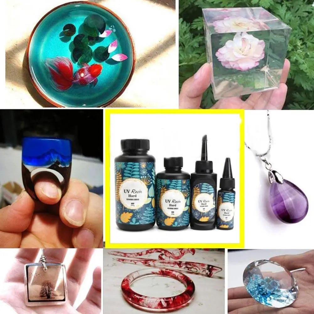 UV Resin Hard Glue Ultraviolet Transparent LED DIY Tools 10/15/25/60/100/200g crystal clear glueResin Glue Quake