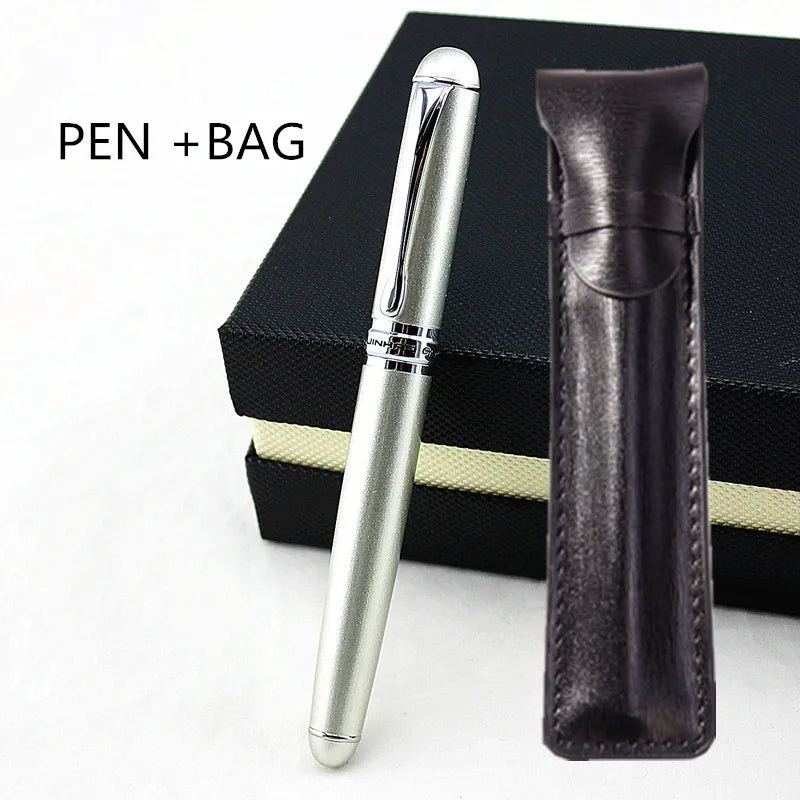 Jinhao X750 Classic Style Silver Clip Metal Fountain Pen 0.5mm Nib Steel Ink Pens for Gift Office Supplies School Supplies Quake PEN AND BAG 4 Medium 0.6-0.7mm