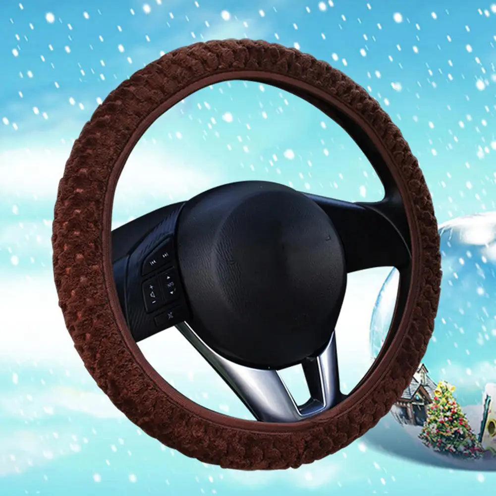 Universal Auto Steering Cover Winter Anti-Slip Soft Plush Car Steering Wheel Protected Cover Holder Accessories Quake