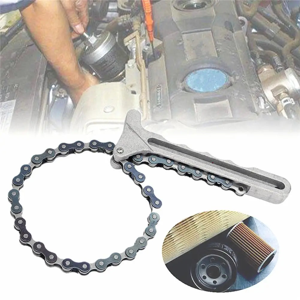 Portable Oil Filter Wrench Aluminum Alloy Handle Chain Oil Filter Wrench Spanner Remover Tool Quake