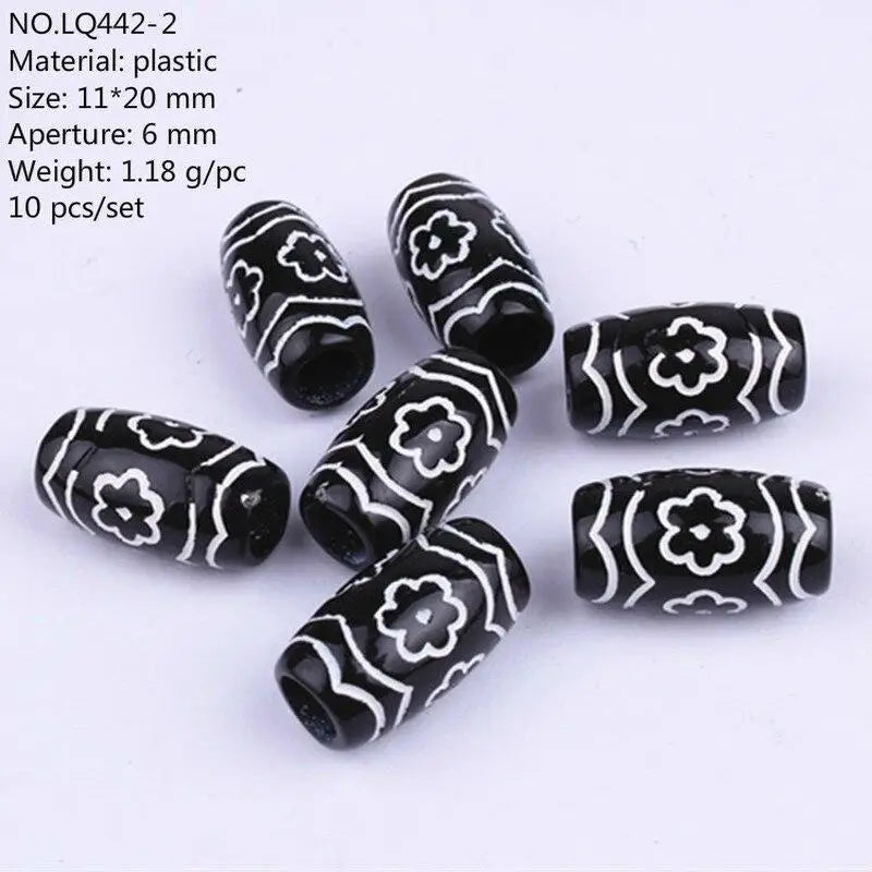 10pcs Hair Beads African Hair Rings Beads Cuffs Tubes Charms Dreadlock Dread Hair Braids Jewelry Decoration Accessories Tools Quake