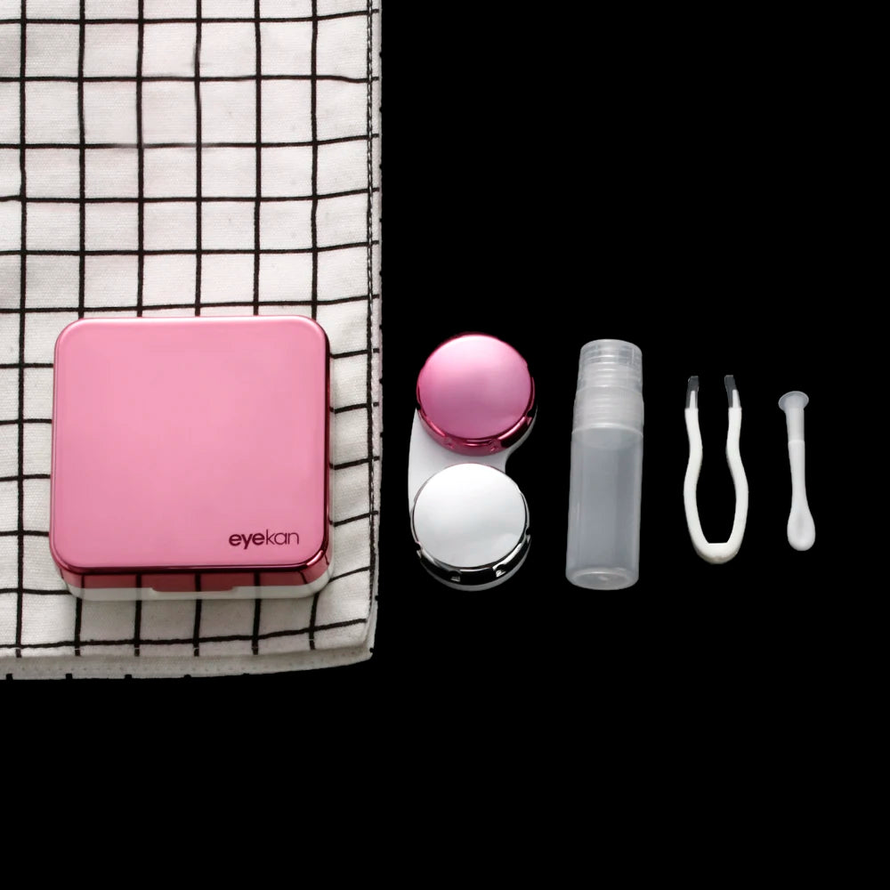 New Fashion Contact Lens Box ABS Plastic Square Mirror Lens Case Travel Container Holder Storage Soaking Box Case Quake