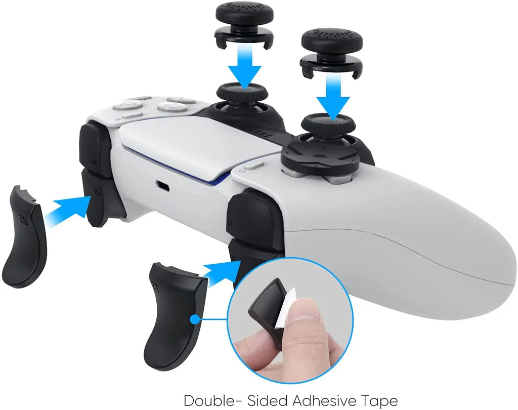 PS5 Accessory Kit Set, Compatible with DualSense Controller, Thumb Grip Joystick + L2 R2 Trigger Extender + D-Pad Button, Suitab Quake