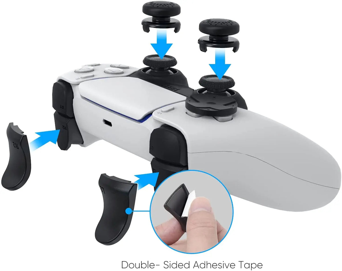 PS5 Accessory Kit Set, Compatible with DualSense Controller, Thumb Grip Joystick + L2 R2 Trigger Extender + D-Pad Button, Suitab Quake