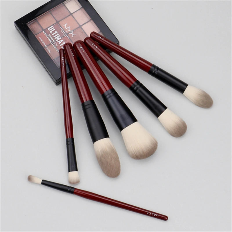 Japanese Brand SP Series Dark Red 6Pcs Makeup Brushes Set Soft Powder Brush Cosmetic Tool Accessiories Quake