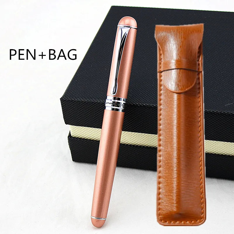 Jinhao X750 Classic Style Silver Clip Metal Fountain Pen 0.5mm Nib Steel Ink Pens for Gift Office Supplies School Supplies Quake PEN AND BAG 2 Medium 0.6-0.7mm