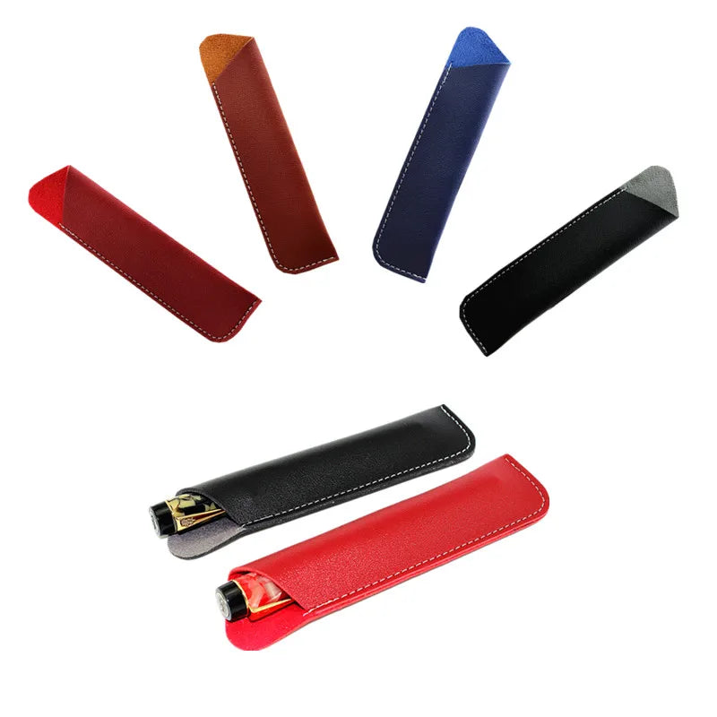 1pc Leather Fountain Pencil Pouch Case Handmade Single Pen Bag Holder Storage Sleeve Pouch For School Office Supplies Quake