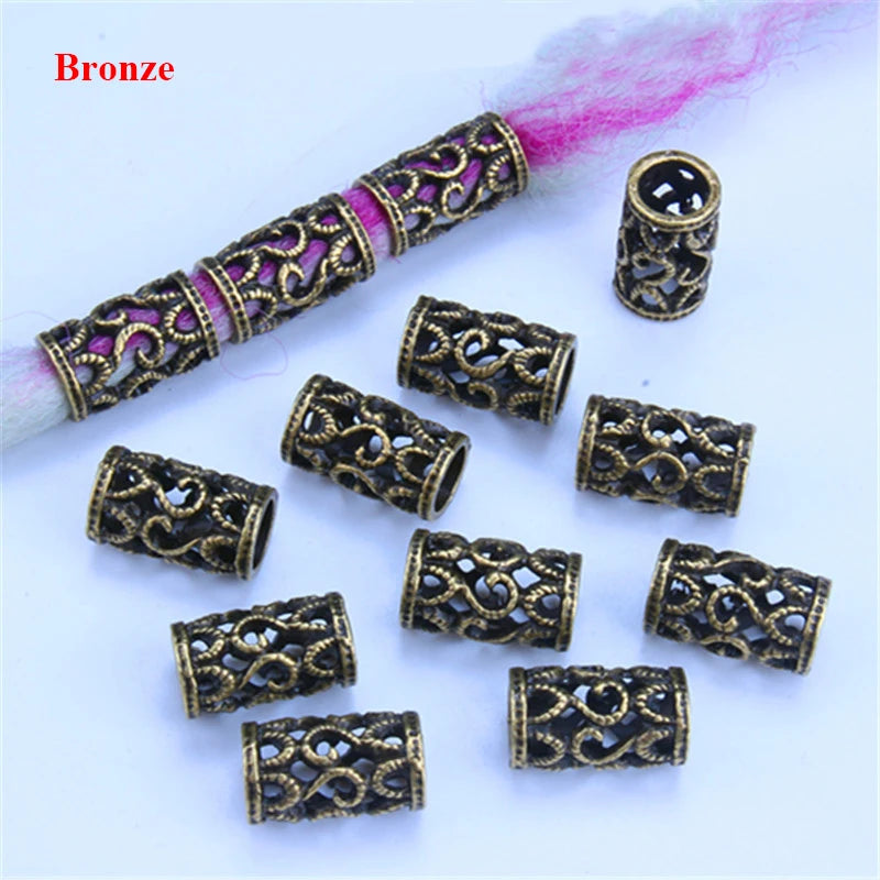 5pcs/pack Gold Silver Hair Styling Tools Different Styles Hair Braid Rings Tube Dread Dreadlock Hair Accessories 6mm Inner Hole Quake