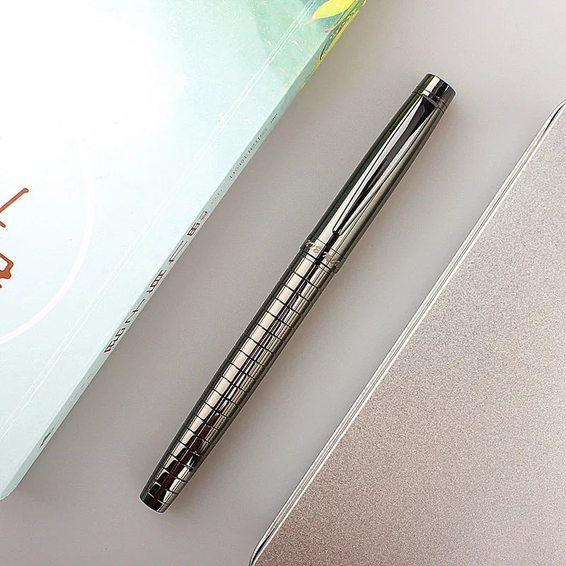 Monte Mount School Office Stationery Supplies Luxury Metal Gray Lattice Roller Ball Pen 0.7mm Metal Ballpoint Pens for Gift Quake
