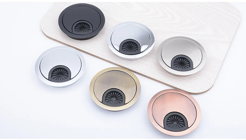 Zinc Alloy Round Table Wire Hole Covers Outlet Port Computer PC Desk Cable Grommet Line Holder 50mm/53mm/60mm/80mm Quake