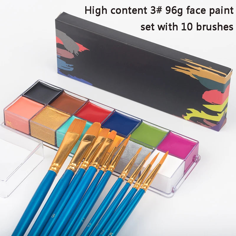 Paint Body Makeup Halloween Face Body Art 12/20 Colors Painting Kit with Brushes Safe Ingredient Available for Kid and Adult Quake