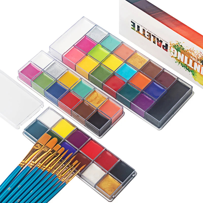 Paint Body Makeup Halloween Face Body Art 12/20 Colors Painting Kit with Brushes Safe Ingredient Available for Kid and Adult Quake