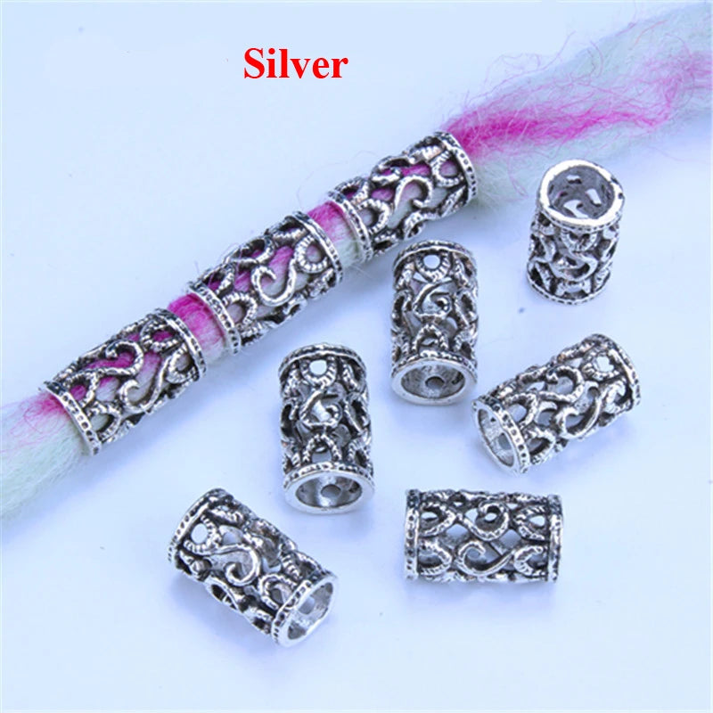 5pcs/pack Gold Silver Hair Styling Tools Different Styles Hair Braid Rings Tube Dread Dreadlock Hair Accessories 6mm Inner Hole Quake