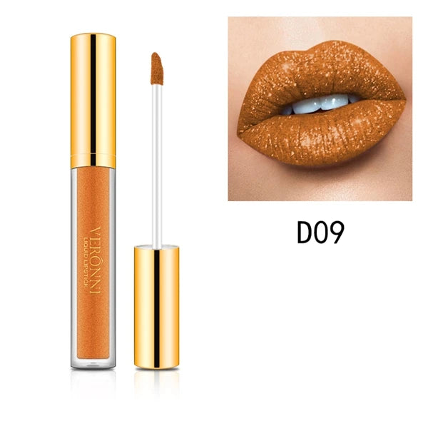 10 Colors Diamond Shimmer Glitter Lip Gloss Waterproof Matte Glitter Liquid Lipstick Diamond Pearl Colour Lip Gloss Sexy Make Up Quake D09