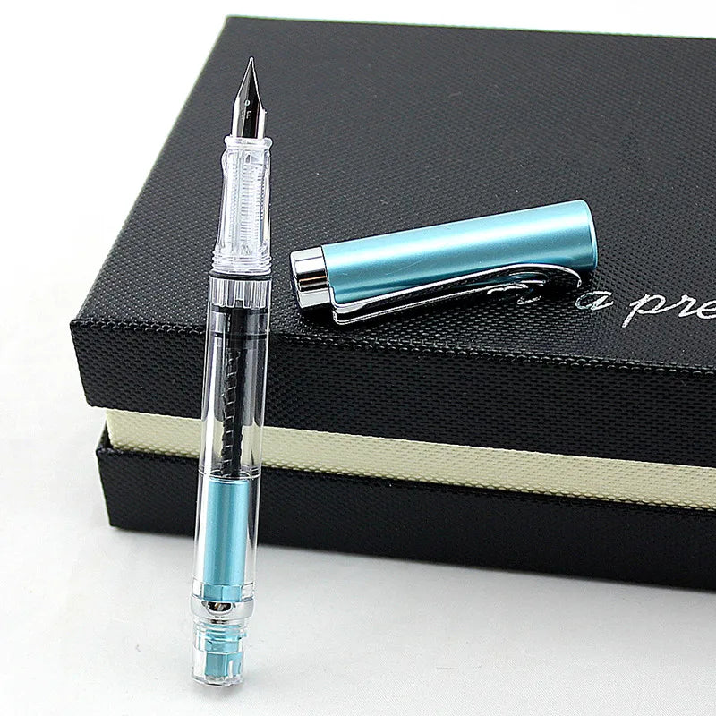 Special Offer Piston Fountain Pen Fine Nib 0.5mm Transparent Piston Ink Pen School Business Office Gift Writing Pen Quake W F 0.5MM