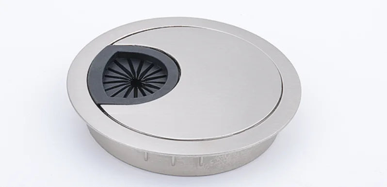 Zinc Alloy Round Table Wire Hole Covers Outlet Port Computer PC Desk Cable Grommet Line Holder 50mm/53mm/60mm/80mm Quake Brush Finish 50mm