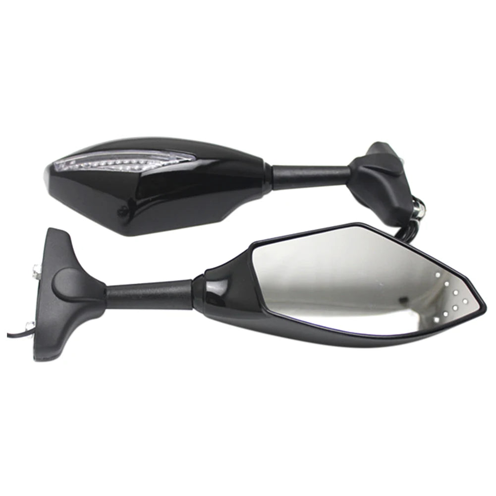 2Pcs Arrow Motorcycle Handlebar Mount Rearview Mirror with LED Turn Signal Lights for YMH Quake With Arrow