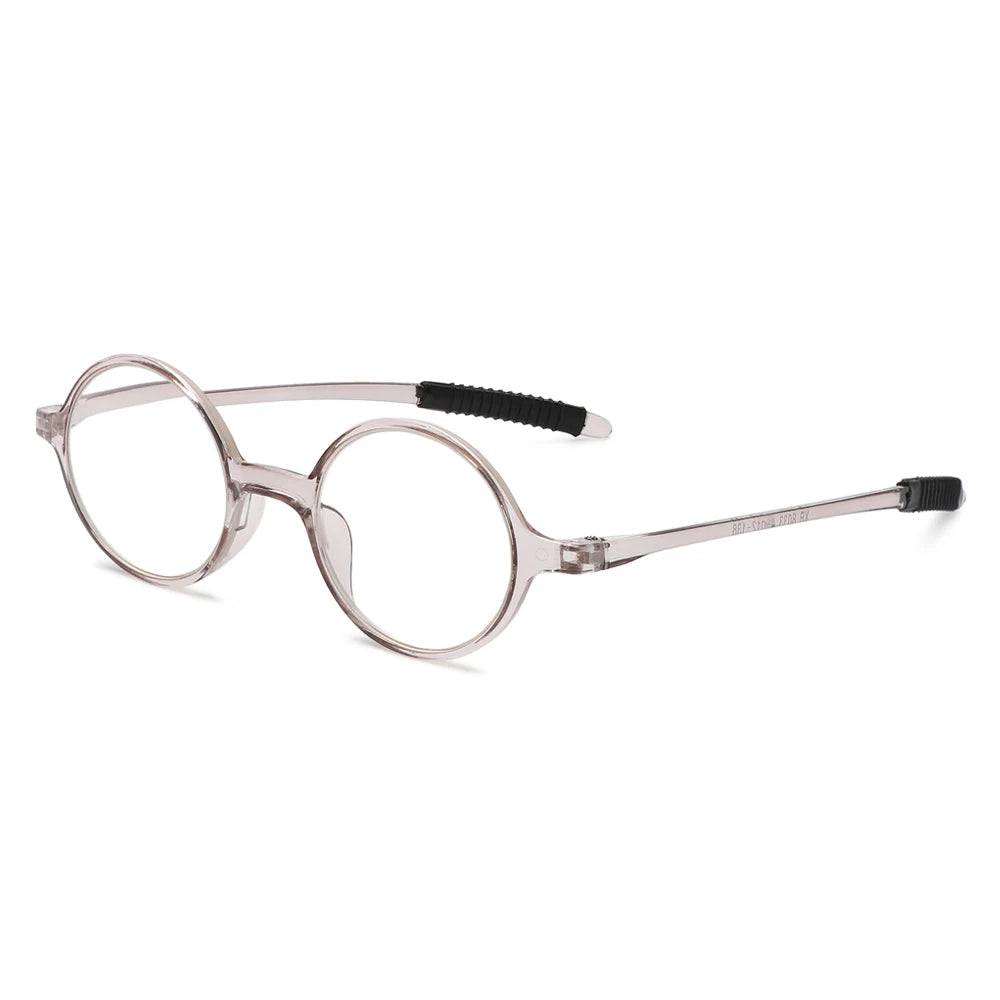 Fashion Round Frame Reading Glasses for Women Men High-definition Vision Care Readers Eyewear Presbyopia Eyeglasses +1.0~+4.0 Quake grey +300
