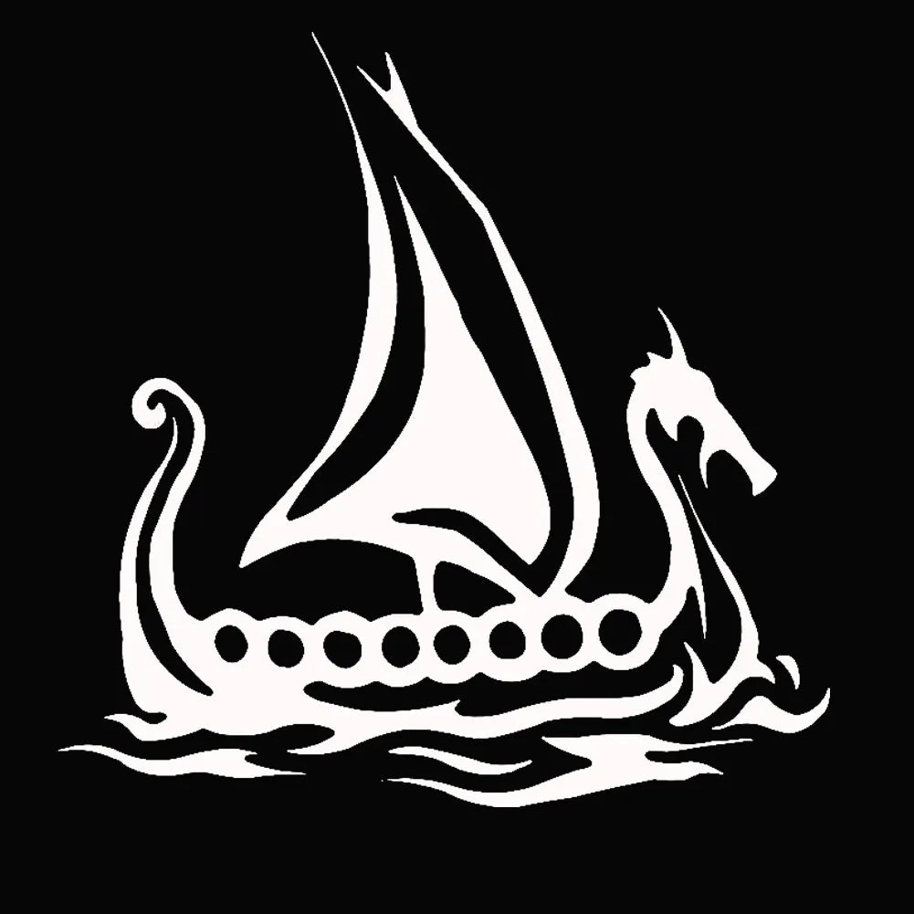 Viking Ship Stickers Car Body Window Truck Laptop Motorcycle Reflective Decals Sticker Decoration Quake WHITE