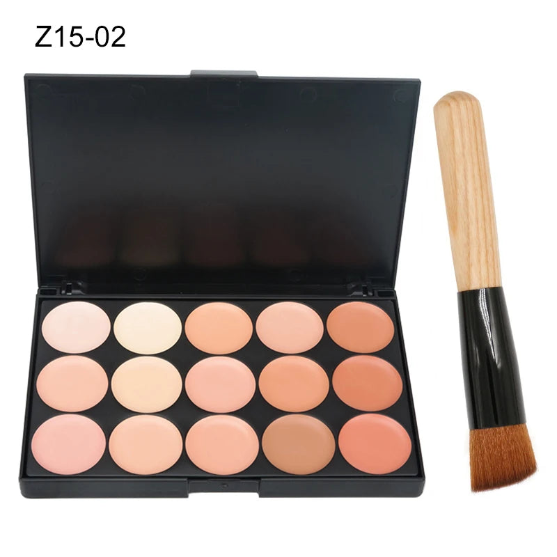 15 Colors Face Concealer Camouflage Cream Contour Palette Maquillaje Profesional Foundation Paleta Concealer Quake 02-Makeup Brush