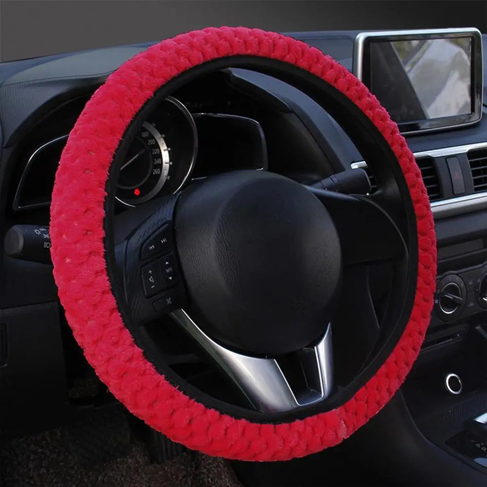 Universal Auto Steering Cover Winter Anti-Slip Soft Plush Car Steering Wheel Protected Cover Holder Accessories Quake