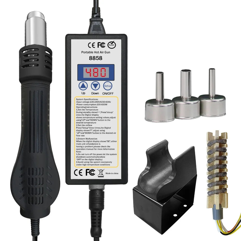 Hot air gun 8858 Micro Rework soldering station LED Digital Hair dryer for soldering 650W Heat Gun welding repair tools Heat Gun Quake 8858 A2 110V US PLUG China Mainland