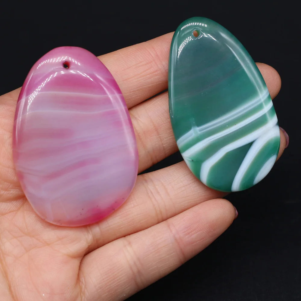 Natural Stone Pendant Drop-Shaped Stripe Agates For Jewelry Making Charms DIY Necklace Bracelet Anklet Accessory Quake