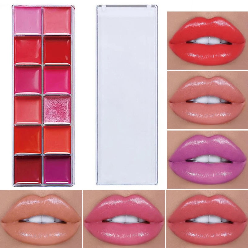 12 Colors Women Moisturizing Long Lasting Lip Gloss Palette Girls Nude Cosmetic Makeup Lip Tools Lipstick Female Quake
