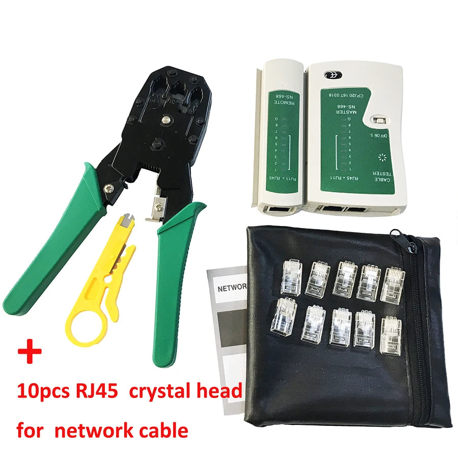 Stripping Crimping Pliers Network Cable Clamp Pliers +Professional Network Cable Tester RJ45 RJ11 RJ12 CAT5 UTP LAN Cable Tester Quake clamp and tester China Mainland