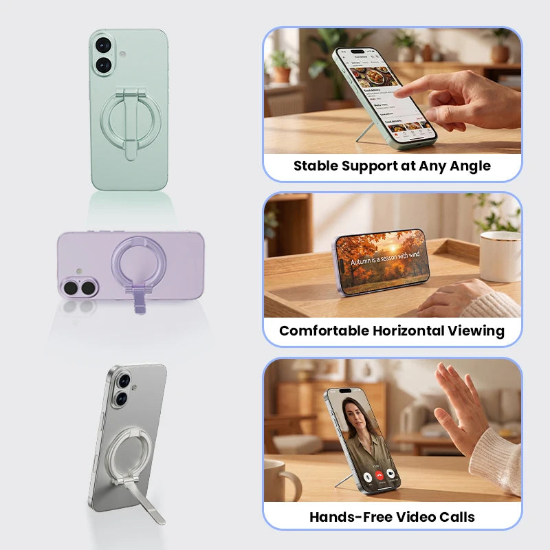 Ultra-thin Cell Phone Ring Holder Magnetic Ring Foldable Kickstand Magnet Grip Desktop Stand for Phone Quake