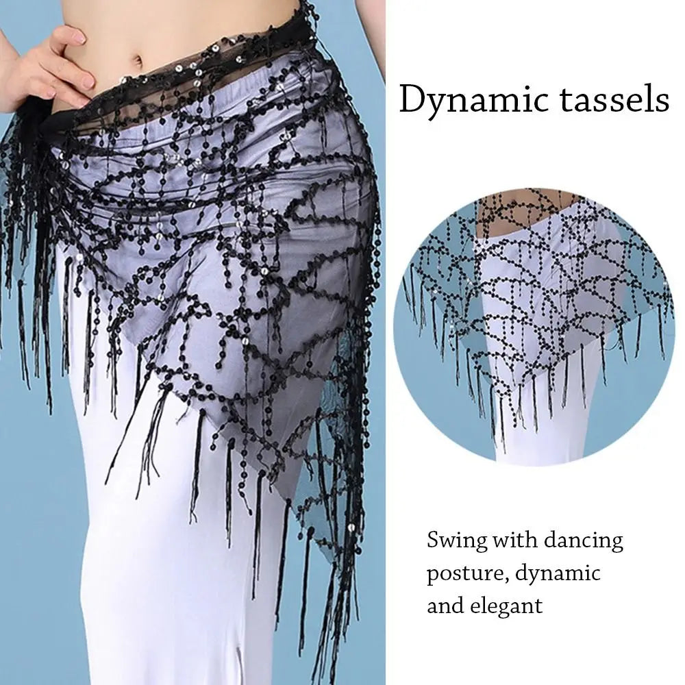 Women Show Costumes Tassels Dancer Skirt Hip Scarf Belly Dance Belt Waist Chain Quake