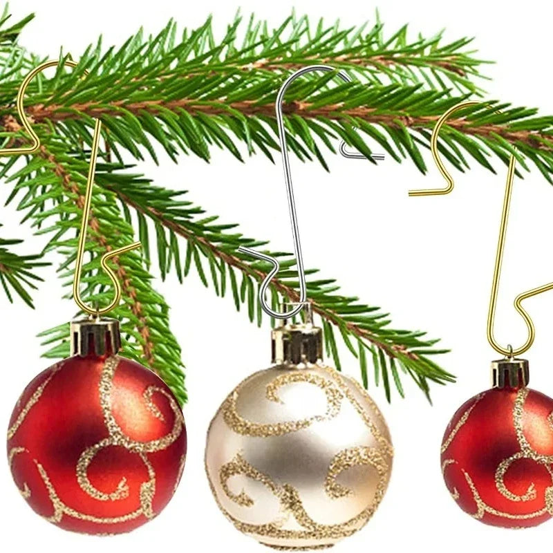 200/50PCS Christmas Ornament Metal Hook Xmas Tree Balls Pendant Hanging S-Shaped Hooks Xmas New Year Party Home Decor Supplies Quake