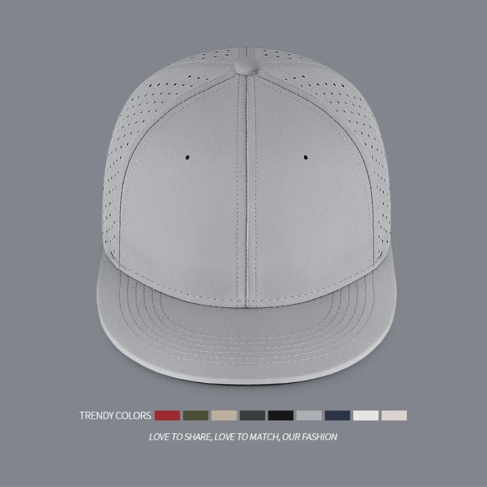 High Quality Full Closed Mens Baseball Cap Causal 6 Panels Trucker Hat Breathable Solid Flat Brim Stretchy Caps Quake