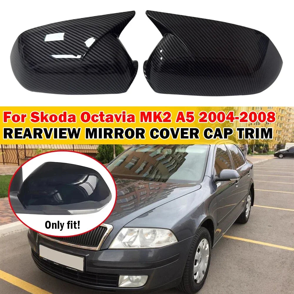 For Skoda Octavia MK2 A5 2004-2008 For VW Polo 2005-2009 Car Sticker Rearview Side Mirror Cover Wing Cap Exterior Door Case Trim Quake