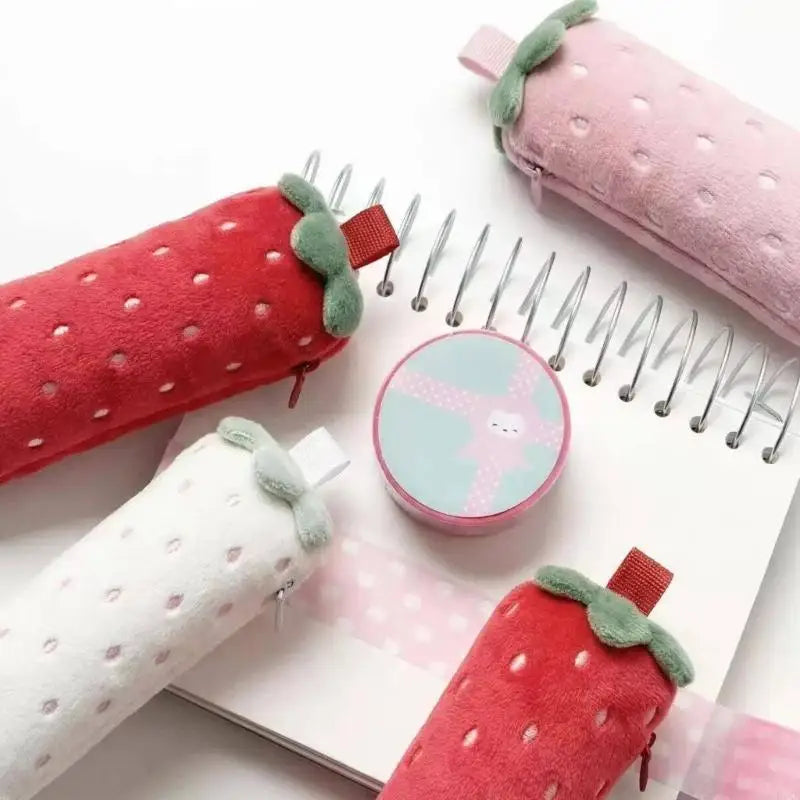 Strawberry-Inspired Plush Pencil Soft Polyester Pen Case for School Supplies, Desk Organization and Daily Carry K1KF Quake