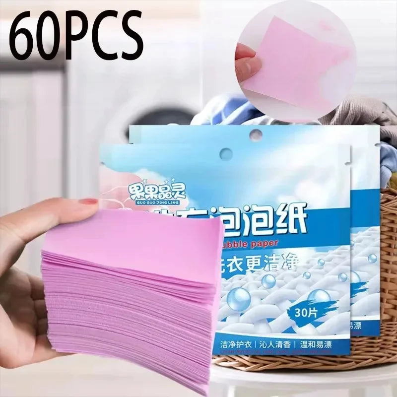 60 Pieces of Laundry Detergent Cleaning Pad Strong Stain Remover Long-lasting Fragrance Laundry Soap Washing Machine Clothes Quake