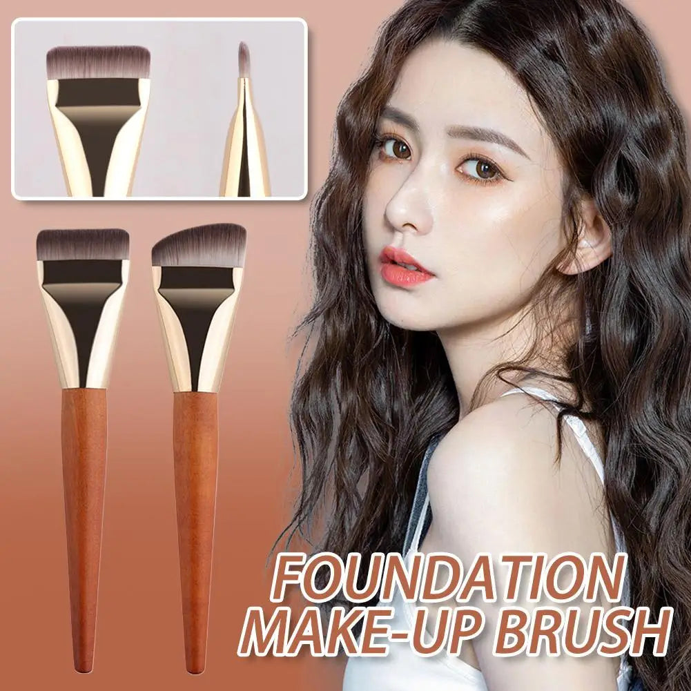 Flat Foundation Brush for Liquid makeup, Ultra Thin Face Makeup Flat Brush, Angled Makeup Brush for Blending Cream, Base Brush Quake