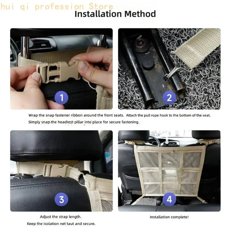 Mesh Dog Divider for Cars with 9 Storage Sections, Top Fasteners, Lower Attachments, 59 x 59cm Panel for Rear Cabin Use H8WE Quake